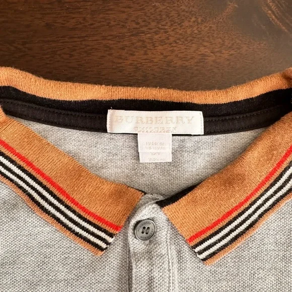 Burberry Children Gray Polo Shirt (12Y) - Picture 3 of 6